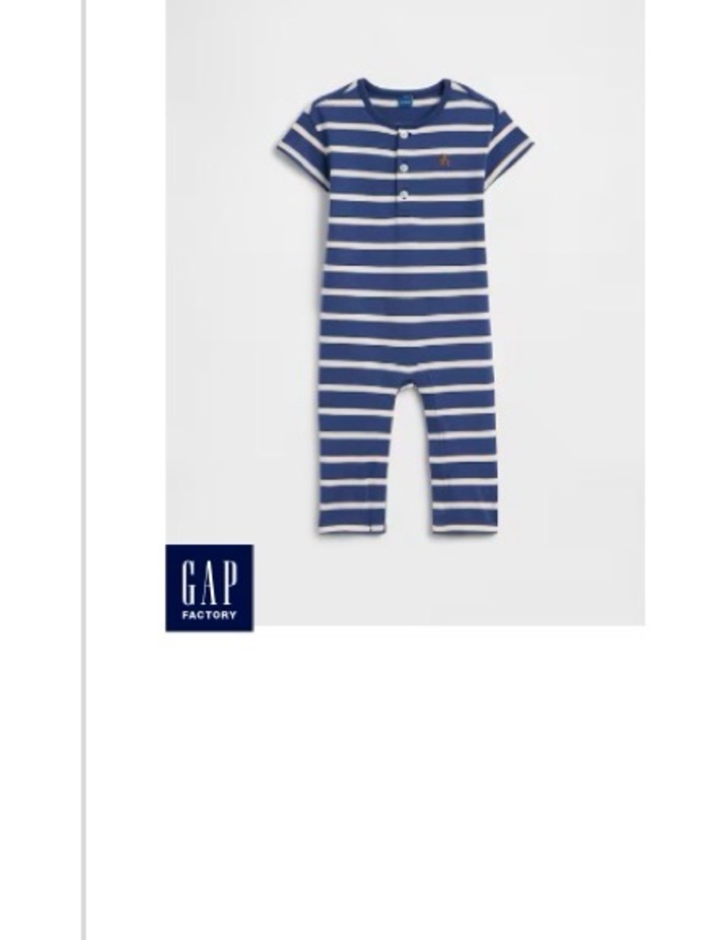 GAP Factory Blue and White Striped Short-Sleeve Baby Romper